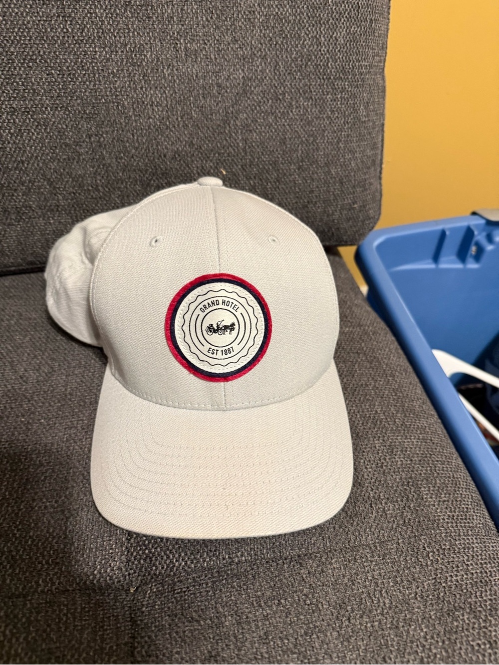 Travis Mathew “grand hotel” Light Gray Baseball Cap with Red and Black Patch